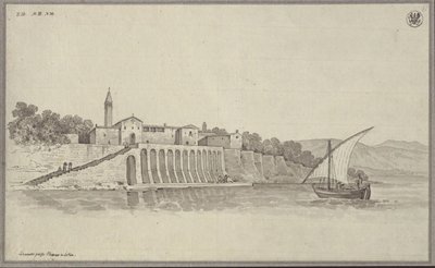 A Szent Bernardin egykori ferences kolostor látképe Portorož és Piran között, Isztriában, Szlovéniában alkotó: Karl Friedrich Schinkel