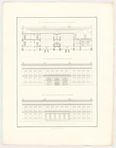 Krzescowice-kastély látképei, az „Építészeti tervek gyűjteménye” sorozat 51. lapja alkotó: Karl Friedrich Schinkel