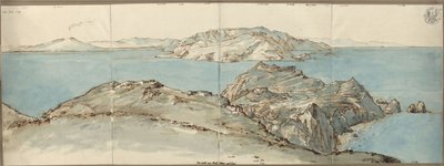 Kilátás a capri Monte Solaro kastélyából északkelet felé, a Nápolyi-öbölre a Vezúvval alkotó: Karl Friedrich Schinkel