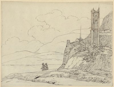 Hegyi táj toronyromokkal és alakokkal alkotó: Karl Friedrich Schinkel