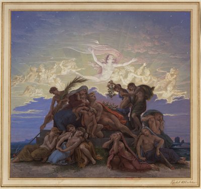 Berlin. Régi Múzeum a Lustgartennél. Terv a „Gyász a sírhalomnál” című falképhez alkotó: Karl Friedrich Schinkel