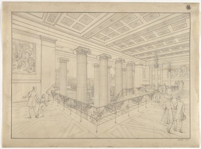 Berlin. Régi Múzeum a Lustgartennél. A főlépcső belső nézete alkotó: Karl Friedrich Schinkel