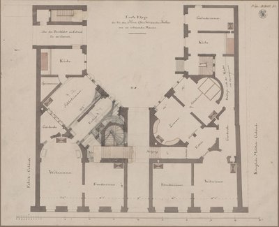 Berlin. Feilner-ház. Az első emelet alaprajza alkotó: Karl Friedrich Schinkel