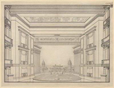 Berlin. Schauspielhaus a Gendarmenmarkton, színpad alkotó: Karl Friedrich Schinkel