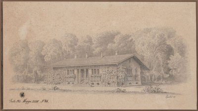Berlin. Svájci ház a Páva-szigeten. Látkép alkotó: Karl Friedrich Schinkel