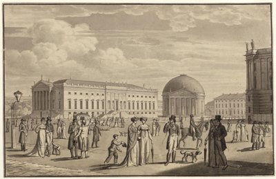 Berlin, Unter den Linden. Az operaház és a Szent Hedvig-templom látképe alkotó: Karl Friedrich Schinkel