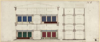 Berlin, Unter den Linden. Terv egy áruházhoz. Két metszet alkotó: Karl Friedrich Schinkel