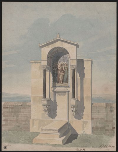 Bonn. Terv Barthold Georg Niebuhr síremlékéhez, a keresztény erények „Hit, Szeretet, Remény” ábrázolásával alkotó: Karl Friedrich Schinkel