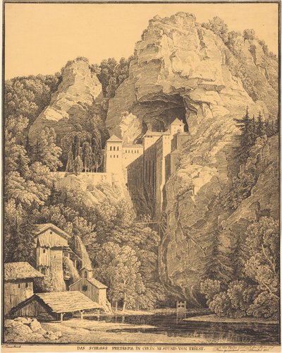 A predjamai vár Krajna tartományban, tizenkét órányira Trieszttől alkotó: Karl Friedrich Schinkel
