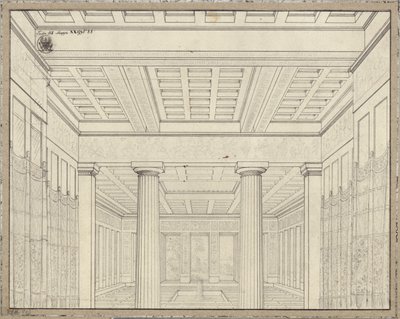 Dido. Bernhard Klein operája. Terv a 3. díszlethez. Szoba a palotában alkotó: Karl Friedrich Schinkel
