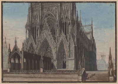 Az orléans-i szűz. Friedrich Schiller tragédiája. Terv a 9. díszlethez. A reimsi katedrális homlokzata alkotó: Karl Friedrich Schinkel