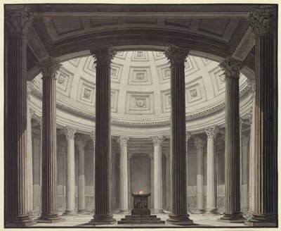 A Vesta-szűz. Gaspare Spontini operája. Terv a 2. díszlethez. Betekintés Vesta templomába alkotó: Karl Friedrich Schinkel