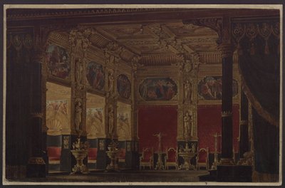 Don Carlos. Friedrich Schiller tragédiája. Az 5. díszlet terve. Eboli hercegnő kabinetje alkotó: Karl Friedrich Schinkel