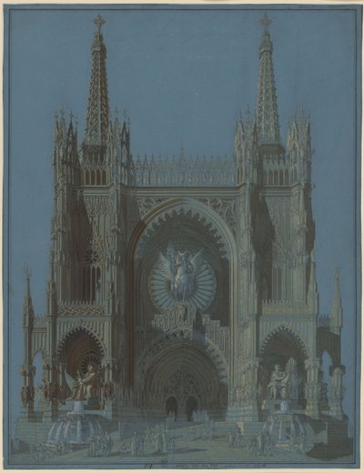 Kéttornyú gótikus székesegyház homlokzata alkotó: Karl Friedrich Schinkel