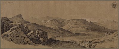 „Castro Giovanni erődje Szicília közepén” - Enna látképe Szicíliában alkotó: Karl Friedrich Schinkel