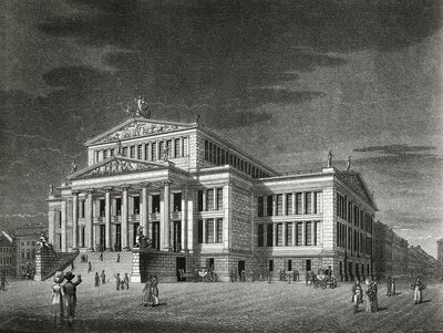 Németország, Berlin, Kilátás a Schauspielhausra (koncertterem), Karl Friedrich Schinkels (1781-1841) metszet alkotó: Karl Friedrich Schinkel