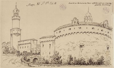 Görlitz. A Kaisertrutz és a Reichenbacher kapu látképe alkotó: Karl Friedrich Schinkel