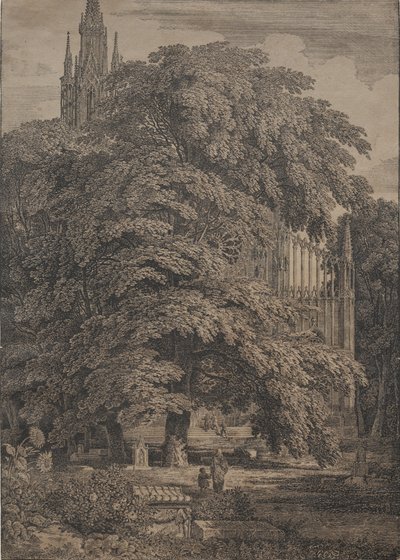 Gótikus templom tölgyek között alkotó: Karl Friedrich Schinkel