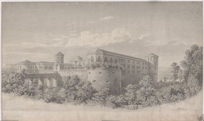 Halle an der Saale. A Moritzburg átépítésének terve. Kilátás északkelet felől alkotó: Karl Friedrich Schinkel
