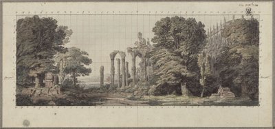 Templom és egy gótikus kolostor romjai fák alatt alkotó: Karl Friedrich Schinkel