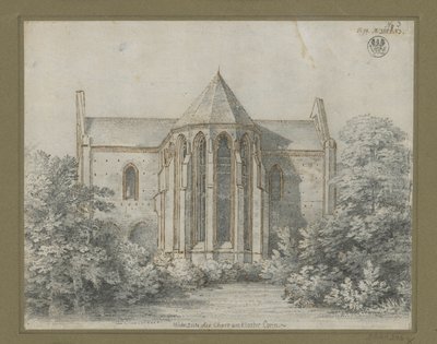 Chorini kolostor. A templom látképe keletről alkotó: Karl Friedrich Schinkel