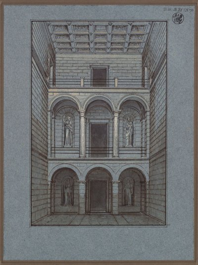 Köstritz. Kastély. Előcsarnok, bejárati oldal. Látkép alkotó: Karl Friedrich Schinkel