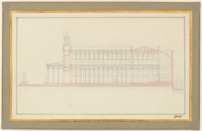Egy berlini székesegyház hosszanti metszete alkotó: Karl Friedrich Schinkel