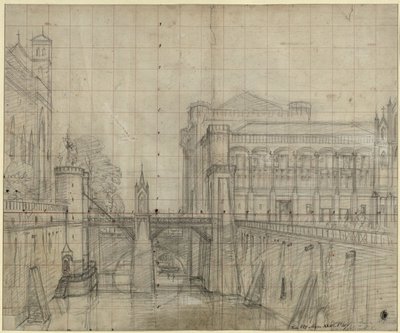 Malbork Gdańsk közelében. A malborki vár. Kilátás a várárokra és a nagymester palotájának udvari homlokzatára alkotó: Karl Friedrich Schinkel