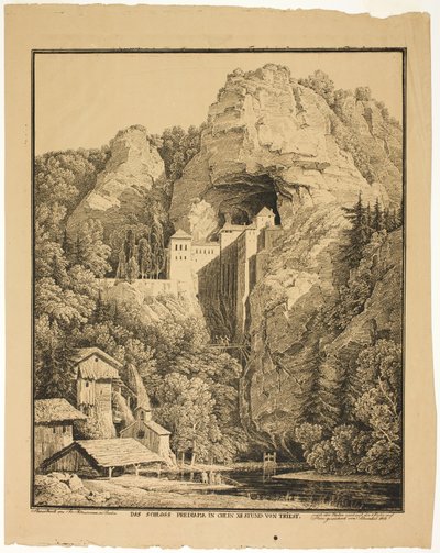 Predjama kastély és Krein, 12 óra Trieszttől alkotó: Karl Friedrich Schinkel