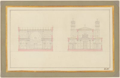A berlini székesegyház kereszteződésének és nyugati végének szakasza alkotó: Karl Friedrich Schinkel