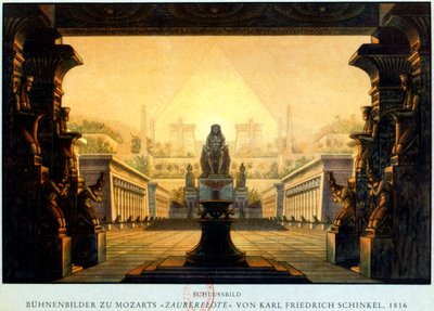 Ízisz és Ozirisz templomának udvara, ahol Sarastro főpap volt, 1816 körül alkotó: Karl Friedrich Schinkel