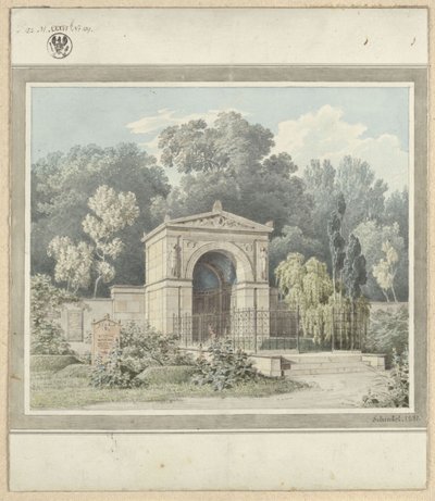 Zeitz. Johann Friedrich Delbrück síremlékének terve. Nézet alkotó: Karl Friedrich Schinkel