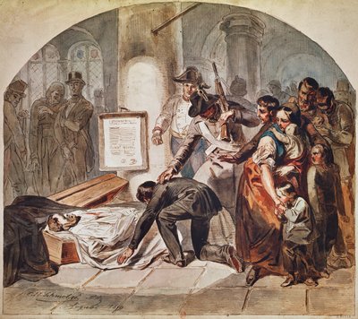 A demokratikus Robert Blum 1848 októberében Bécsben temetik el a demokratikus Robert Blumot. alkotó: Karl Hermann Schmolze