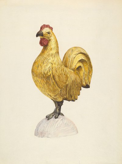 Aranyozott fa kakas alkotó: Karl J. Hentz