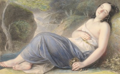 Psyche alszik egy tájban, 1837. alkotó: Karl Joseph Aloys Agricola
