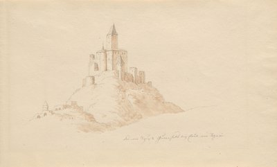 A régi Gutenfels-kastély Kaub mellett a Rajna mellett alkotó: Karl Julius Von Leypold