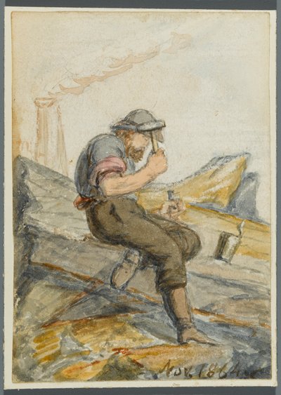Kőmunkás, 1864 (wc fekete média alárajzolással) alkotó: Karl L.H. Mueller