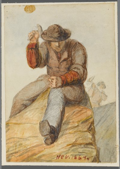 Kőmunkás, 1864 (wc fekete média alárajzolással) alkotó: Karl L.H. Mueller