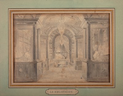 Napóleon dolgozik a Chateau de Malmaison könyvtárában, 1806 körül alkotó: Karl Loeillot-Hartwig