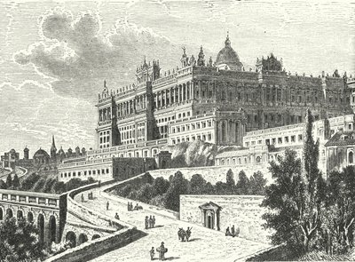 Királyi Palota, Madrid, Spanyolország (metszet) alkotó: Karl Muller