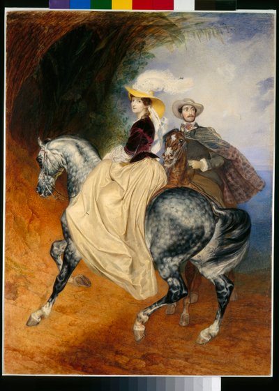 A lovasok: Eugene Mussard (kb. 1814-1896) és felesége, Emilie (kb. 1832-1896) portréi - Karl Pavlovich Briullov (Brioullov) (1799-1852) munkája alkotó: Karl Pavlovich Bryullov