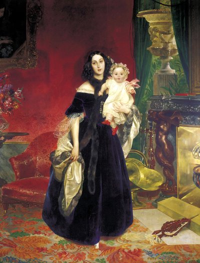 Maria Arkagyevna Stolypina Beck 1819-1889 lányával, 1840. alkotó: Karl Pavlovich Bryullov