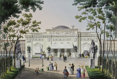 Kávézó a Nyári Kertben Szentpéterváron, 19. század első fele. alkotó: Karl Petrovich Beggrov