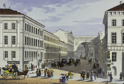 Millionnaya utca és Kotomin ház Szentpéterváron, XIX. század első fele. alkotó: Karl Petrovich Beggrov