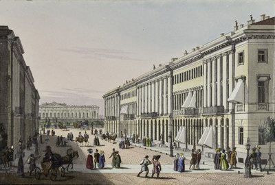A Mihailovskaya utca a szentpétervári Mihály-palotára néző kilátással, XIX. alkotó: Karl Petrovich Beggrov