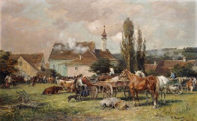 Piac egy falu mellett alkotó: Karl Stuhlmuller