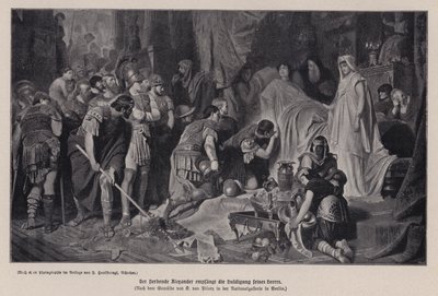 A haldokló Nagy Sándor serege előtt hódolt, Babilon, ie 323 (litho) alkotó: Karl Theodor von Piloty