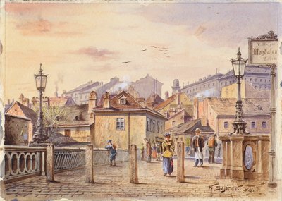 A Magdolna-híd a Wien folyón alkotó: Karl Wenzel Zajicek