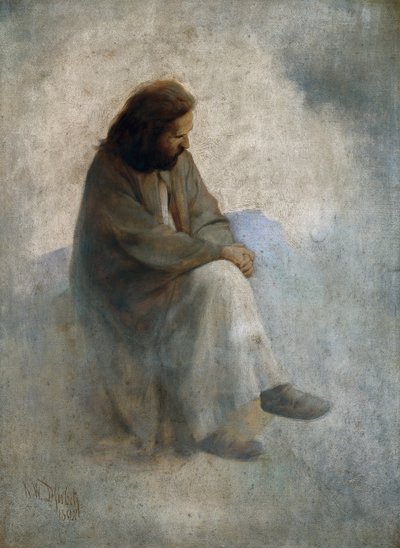 Önarckép Krisztusként, Diefenbach, Karl Wilhelm (1851-1913). Olajfestmény alkotó: Karl Wilhelm Diefenbach