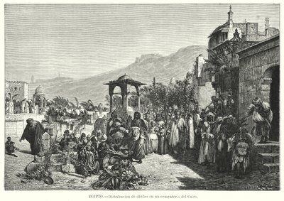 Dátumok elosztása temetőben, Kairó, Egyiptom (litho) alkotó: Karl Wilhelm Gentz